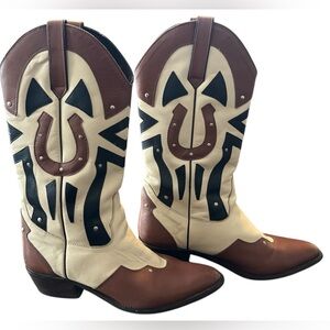 ACME Brown, Cream & Black Western Cowboy Boots